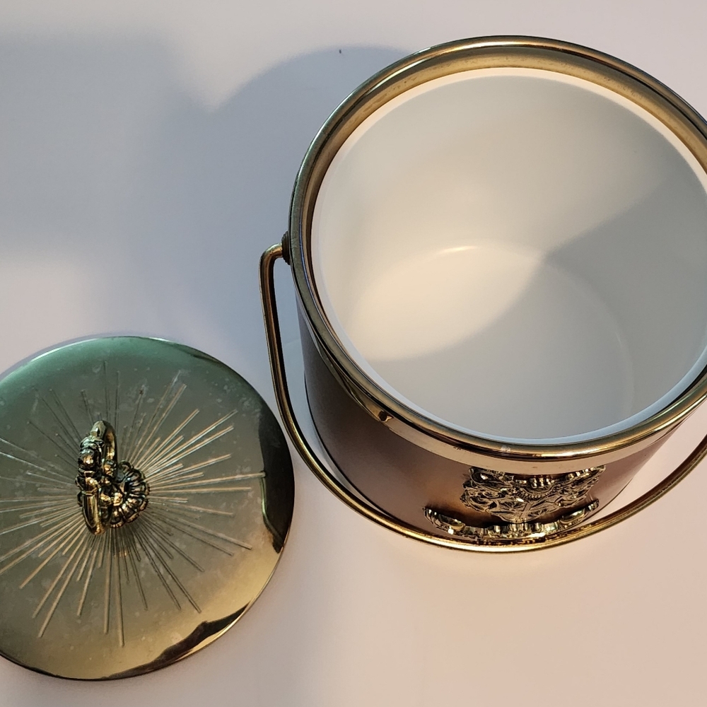 Faux Leather and Brass Heraldry Ice Bucket